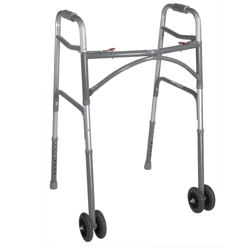 RIO Medical Supplies Heavy Duty Bariatric Two Button Walker with Wheels White Smoke