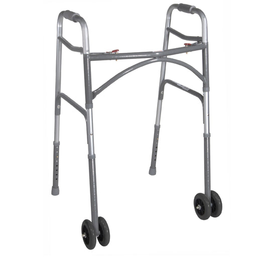 RIO Medical Supplies Heavy Duty Bariatric Two Button Walker with Wheels White Smoke
