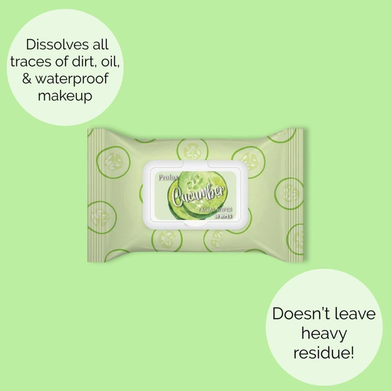 Prolux Cosmetics Facial Wipes face wipes Pale Green #1-Aloe Vera & Charcoal,#2-Charcoal,#3-Pomegranate,#4-Watermelon,#5-Cucumber