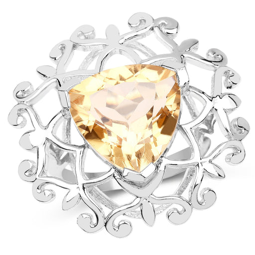 Bids.com 5.71 Carat Genuine Citrine .925 Sterling Silver Ring Rings White Smoke size 7.00,size 6.00,size 8.00,size 9.00