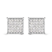 Bids.com 10K White Gold 3/4 Cttw Princess Diamond Composite Stud Earrings (I-J Color, I1-I2 Clarity) Earrings Gray White.Gold / 0.75