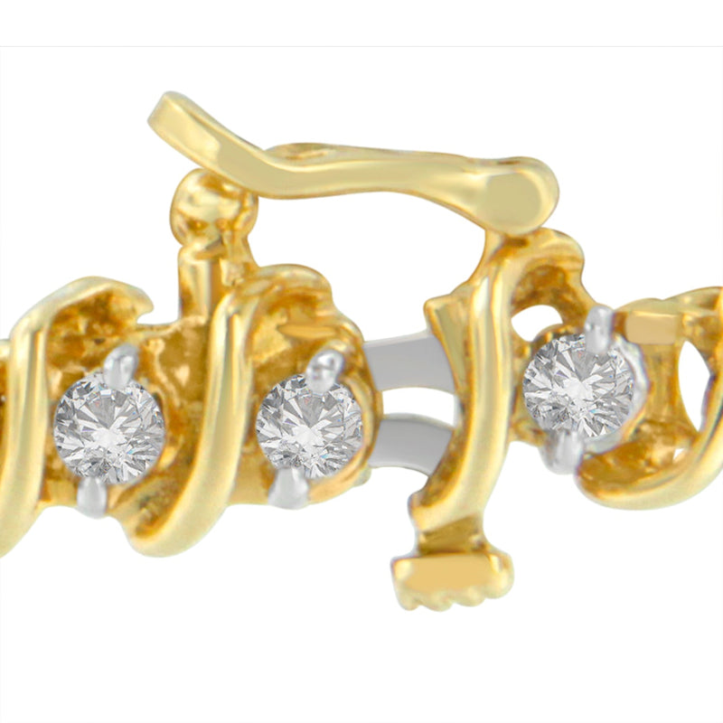 Bids.com 14K Yellow Gold Round Cut Diamond Spiral Link Bracelet (3.00 cttw, H-I Color, SI2-I1 Clarity) Bracelets White Smoke Yellow.Gold / 7