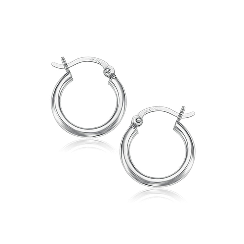 Bids.com 10k White Gold Polished Hoop Earrings (15 mm) Earrings White Smoke White Gold