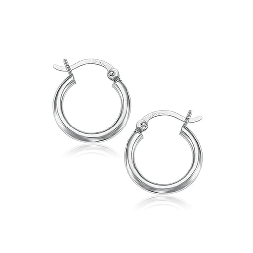 Bids.com 10k White Gold Polished Hoop Earrings (15 mm) Earrings White Smoke White Gold