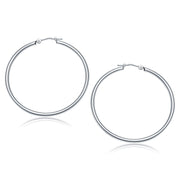 Bids.com 10k White Gold Polished Hoop Earrings (40 mm) Earrings White Smoke White Gold