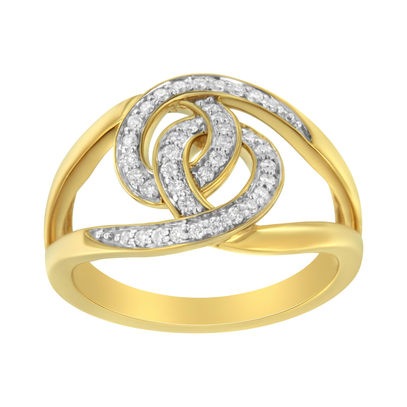 Bids.com 14K Yellow Gold Plated .925 Sterling Silver 1/4 Cttw Diamond Interlocking Loop Open Shank Bypass Ring (I-J Color, I1-I2 Clarity) - Size 7 Rings White Smoke 7 / Yellow.Sterling Silver,9 / Yellow.Sterling Silver,8 / Yellow.Sterling Silver,6 / Yellow.Sterling Silver
