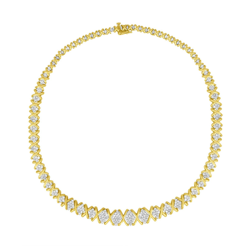 Bids.com 10K Yellow Gold 4 cttw Brilliant Round-Cut Diamond Graduating Riviera Statement Necklace (H-I Color, I2-I3 Clarity) Necklaces White Smoke Yellow.Gold / 18