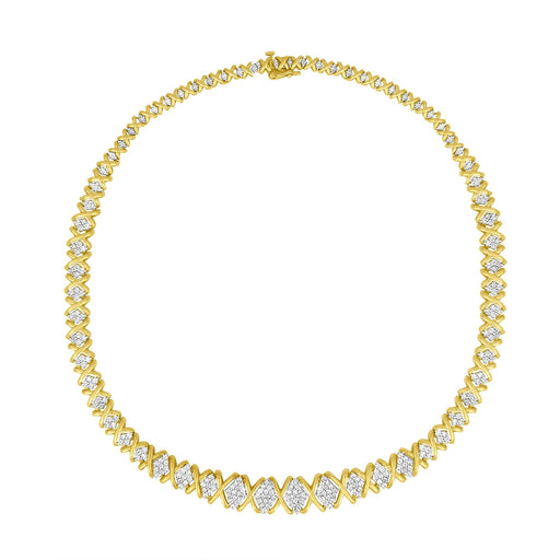 Bids.com 10K Yellow Gold 4 cttw Brilliant Round-Cut Diamond Graduating Riviera Statement Necklace (H-I Color, I2-I3 Clarity) Necklaces White Smoke Yellow.Gold / 18