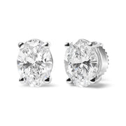 Bids.com 14K White Gold 3/4 Cttw Oval Shape Lab Grown Diamond Solitaire Stud Earrings (F-G Color, VS1-VS2 Clarity) Earrings White Smoke White.Gold / 0.75