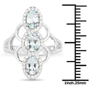 Bids.com 1.54 Carat Genuine Aquamarine and White Zircon .925 Sterling Silver Ring Rings White Smoke size 6.00,size 8.00,size 7.00,size 5.00,size 9.00