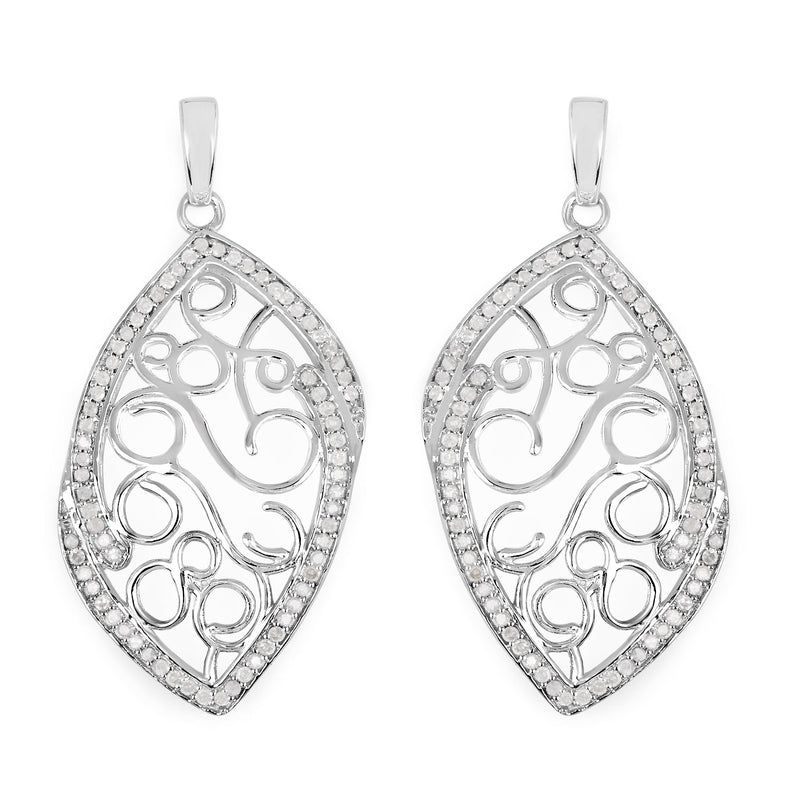Bids.com 0.73 Carat Genuine White Diamond .925 Sterling Silver Earrings Earrings White Smoke