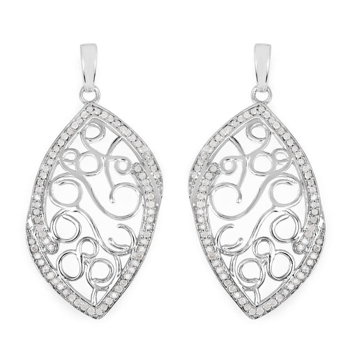 Bids.com 0.73 Carat Genuine White Diamond .925 Sterling Silver Earrings Earrings White Smoke