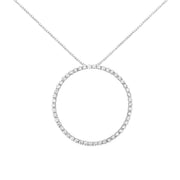 Bids.com .925 Sterling Silver 4 cttw Prong Set, Round-Cut Diamond Open Circle Hoop 18" Pendant Necklace (J-K Color, I1-I2 Clarity) Necklaces White Smoke White.Sterling Silver / 18