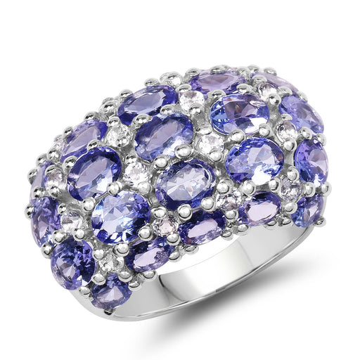 Bids.com 7.29 Carat Genuine Tanzanite and White Topaz .925 Sterling Silver Ring Rings White Smoke size 6.00,size 7.00,size 8.00,size 9.00,size 5.00