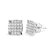 Bids.com 10K White Gold 3/4 Cttw Princess Diamond Composite Cushion Shape Stud Earrings (I-J Color, I1-I2 Clarity) Earrings White Smoke White.Gold / 0.75
