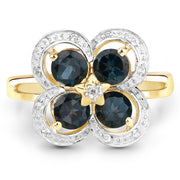 Bids.com 1.76 Carat Genuine London Blue Topaz and White Topaz .925 Sterling Silver Ring Rings White Smoke size 6.00,size 8.00,size 7.00
