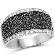 Bids.com 0.79 Carat Genuine Black Diamond .925 Sterling Silver Ring Rings White Smoke size 7.00,size 8.00,size 6.00,size 9.00