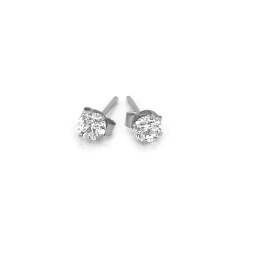 Bids.com 14k White Gold 3mm Faceted White Cubic Zirconia Stud Earrings Earrings White Smoke White Gold