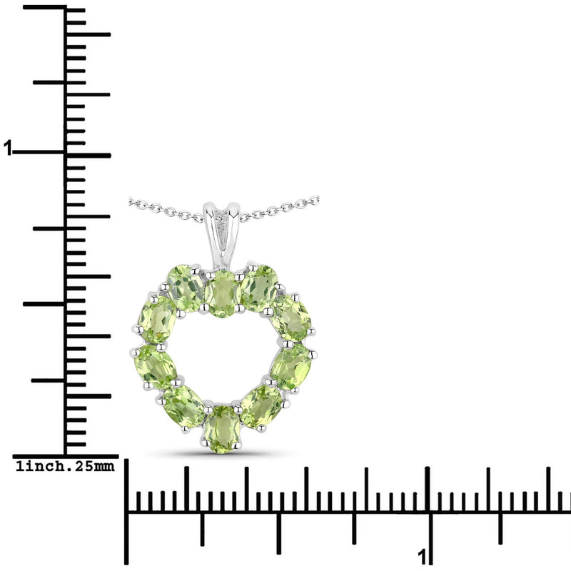 Bids.com 1.70 Carat Genuine Peridot .925 Sterling Silver Pendant Pendants White Smoke size 18.00