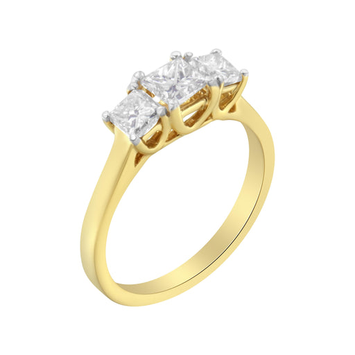 Bids.com 10K Yellow Gold Princess-Cut Diamond Three Stone Band Ring (1 Cttw, J-K Color, I1-I2 Clarity) - Size 6 Rings White Smoke 7 / Yellow.Gold,8 / Yellow.Gold,7.5 / Yellow.Gold,6.5 / Yellow.Gold,6 / Yellow.Gold
