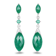 Bids.com 8.52 Carat Dyed Emerald & Emerald .925 Sterling Silver Earrings Earrings White Smoke