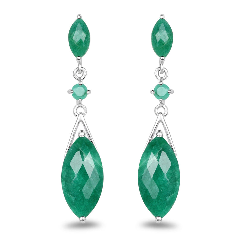 Bids.com 8.52 Carat Dyed Emerald & Emerald .925 Sterling Silver Earrings Earrings White Smoke
