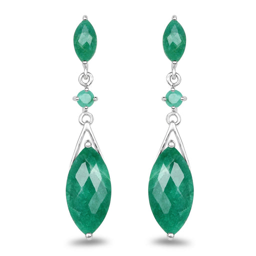 Bids.com 8.52 Carat Dyed Emerald & Emerald .925 Sterling Silver Earrings Earrings White Smoke