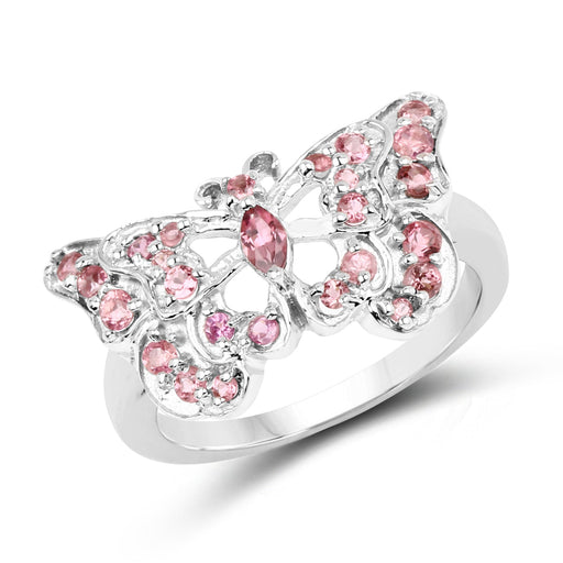 Bids.com 0.83 Carat Genuine Pink Tourmaline .925 Sterling Silver Ring Rings White Smoke size 7.00,size 8.50,size 6.00,size 8.00,size 9.00,size 5.00