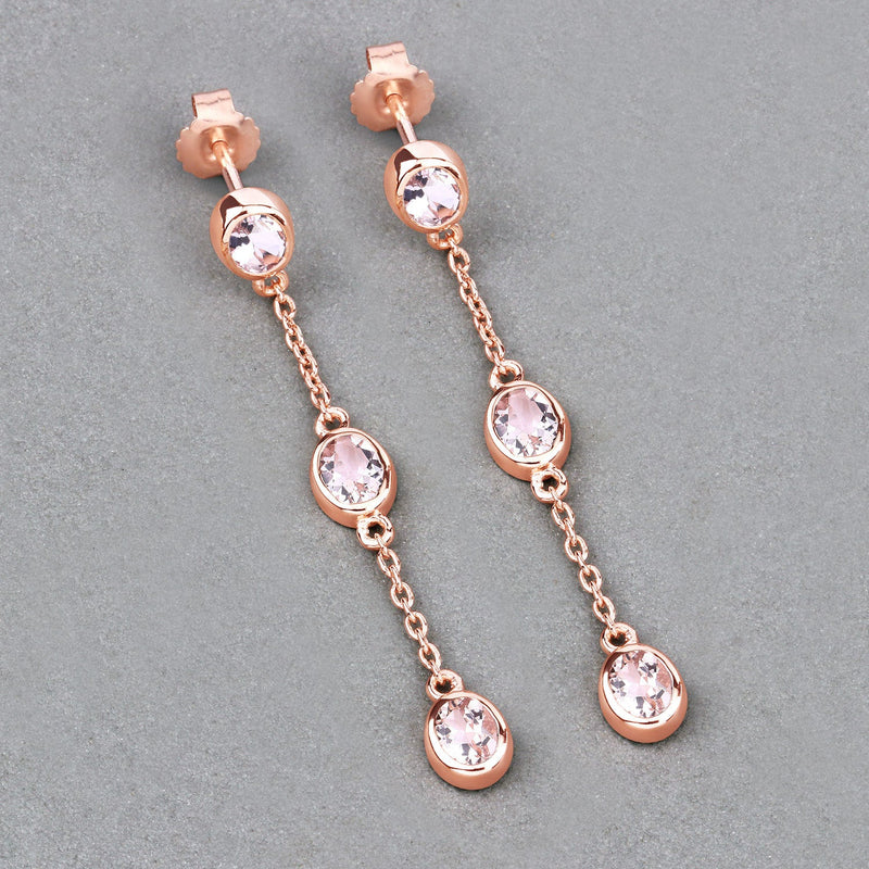 Bids.com 1.62 Carat Genuine Morganite .925 Sterling Silver Earrings Earrings Dark Gray