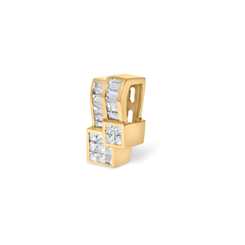 Bids.com 14K Yellow Gold 1 1/2 cttw Princess and Baguette Cut Diamond Geometric Pendant Necklace (H-I Color, VS1-VS2 Clarity) Necklaces White Smoke Yellow.Gold / 18