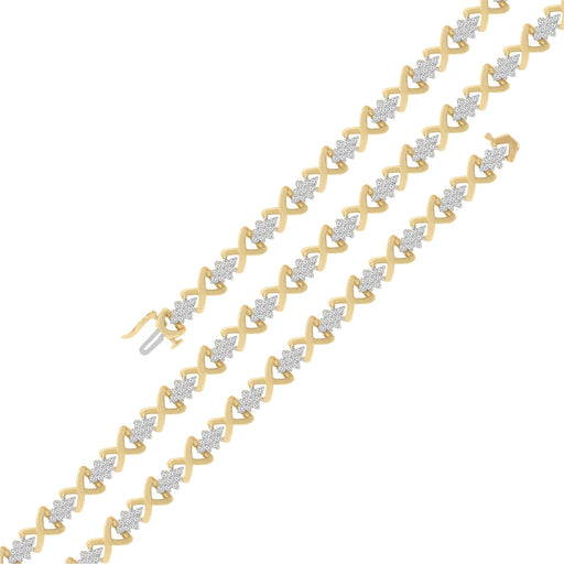 Bids.com 10k Yellow Gold Plated .925 Sterling Silver 2.00 Cttw Round-Cut Diamond Link 7" Bracelet (H-I Color, I2-I3 Clarity) Bracelets White Smoke Yellow.Sterling Silver / 7