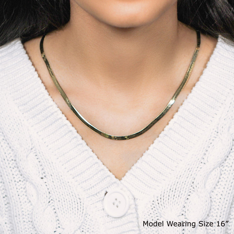 Bids.com 4.0mm 14k Yellow Gold Super Flex Herringbone Chain Necklaces Lavender 16 / Yellow Gold,18 / Yellow Gold,20 / Yellow Gold,24 / Yellow Gold