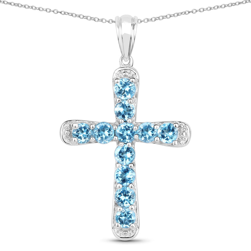 Bids.com 3.85 Carat Genuine Blue Topaz .925 Sterling Silver Pendant Pendants White Smoke