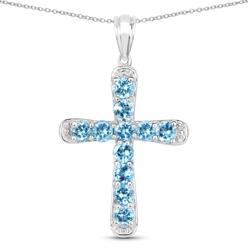 Bids.com 3.85 Carat Genuine Blue Topaz .925 Sterling Silver Pendant Pendants White Smoke