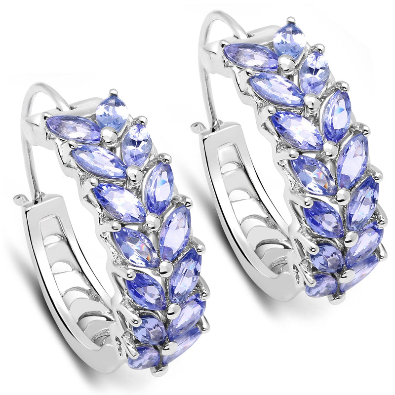 Bids.com 3.92 Carat Genuine Tanzanite .925 Sterling Silver Earrings Earrings White Smoke