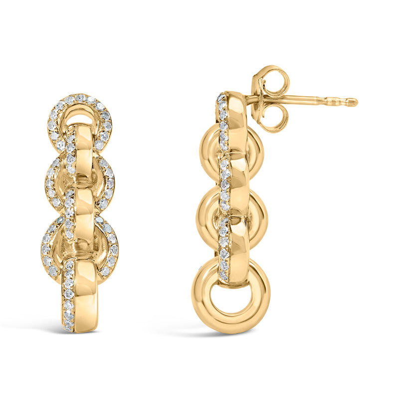 Bids.com 14K Yellow Gold Plated .925 Sterling Silver 1/2 Cttw Diamond Chain Link Drop Earrings (H-I Color, I1-I2 Clarity) Earrings White Smoke Yellow.Sterling Silver / 0.51