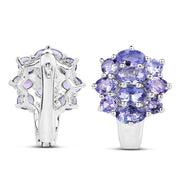 Bids.com 3.48 Carat Genuine Tanzanite .925 Sterling Silver Earrings Earrings White Smoke