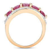 Bids.com 1.74 Carat Genuine Ruby and White Diamond .925 Sterling Silver Ring Rings White Smoke size 8.00,size 6.00,size 7.00,size 9.00,size 5.00,size 10.00