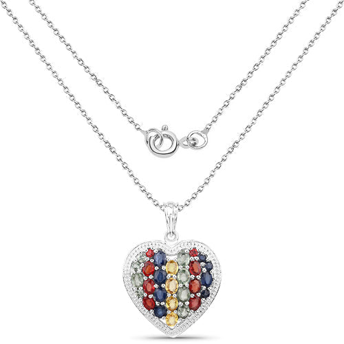 Bids.com 4.40 Carat Genuine Multi Stones .925 Sterling Silver Pendant Pendants White Smoke