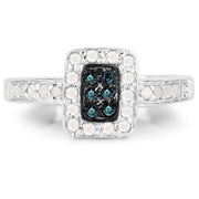 Bids.com 0.36 Carat Genuine Blue Diamond and White Diamond .925 Sterling Silver Ring Rings White Smoke size 6.00,size 7.00,size 8.00,size 9.00,size 5.00