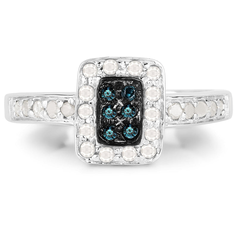 Bids.com 0.36 Carat Genuine Blue Diamond and White Diamond .925 Sterling Silver Ring Rings White Smoke size 6.00,size 7.00,size 8.00,size 9.00,size 5.00