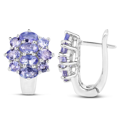 Bids.com 3.48 Carat Genuine Tanzanite .925 Sterling Silver Earrings Earrings White Smoke