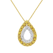 Bids.com Yellow Gold Plated Sterling Silver Treated Yellow Diamond Pear Shape Pendant Necklace (1/2 cttw, Yellow Color, I2-I3 Clarity) Necklaces White Smoke YellowWhite.Sterling Silver / 18