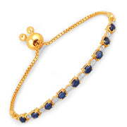 Bids.com 1.83 Carat Genuine Blue Sapphire and White Diamond .925 Sterling Silver Bracelet Bracelets White Smoke size 10.00