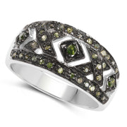 Bids.com 0.27 Carat Genuine Green Diamond .925 Sterling Silver Ring Rings White Smoke size 7.00,size 6.00,size 8.00,size 9.00