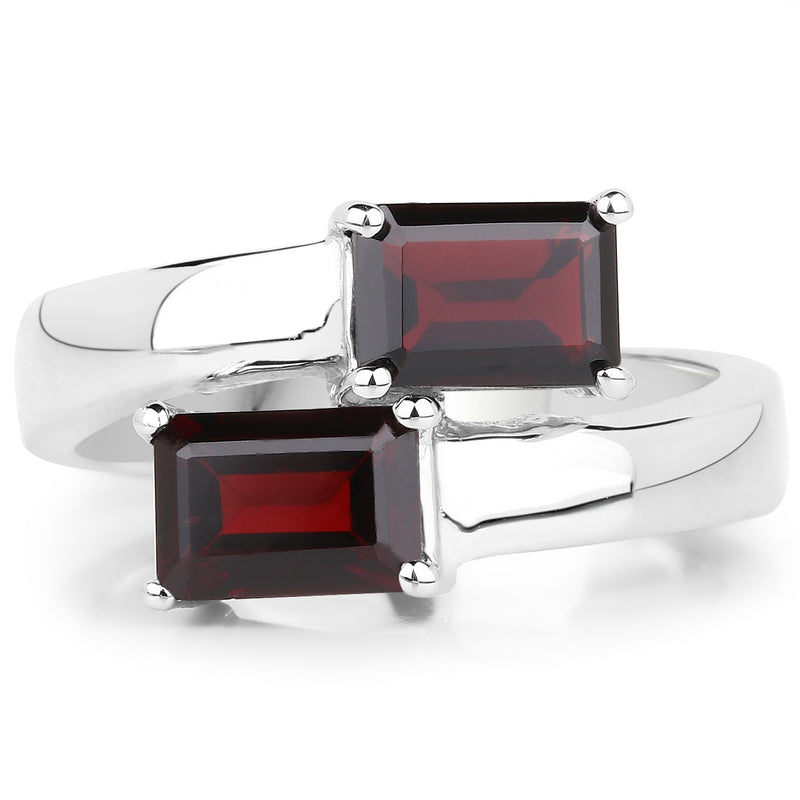 Bids.com 2.40 Carat Genuine  Garnet .925 Sterling Silver Ring Rings White Smoke size 6.00,size 7.00,size 8.00,size 5.00,size 9.00