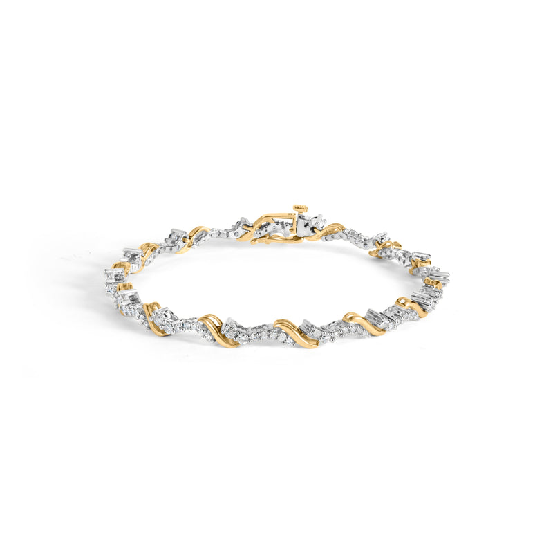 Bids.com 10K Yellow and White Gold 2.00 Cttw Diamond "S" Link 7" Bracelet (H-I Color, I2-I3 Clarity) Bracelets White Smoke YellowWhite.Gold / 7