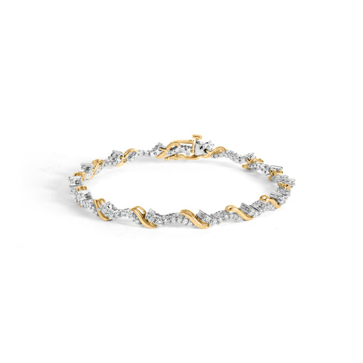 Bids.com 10K Yellow and White Gold 2.00 Cttw Diamond "S" Link 7" Bracelet (H-I Color, I2-I3 Clarity) Bracelets White Smoke YellowWhite.Gold / 7