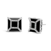 Bids.com 14K White Gold 3/8ct Diamond with 11x11MM Black Onyx Stud Earrings (G-H Color, SI1-SI2 Clarity) Earrings White Smoke White.Gold / 0.387