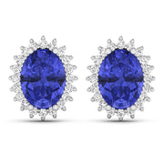 Bids.com 2.56 Carat Genuine Tanzanite and White Diamond 14K White Gold Earrings Earrings White Smoke